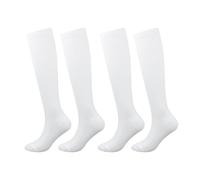 Compression Socks for Women & Men Travel Flight Compression Stocking Breathable Knee High Support Varicose Veins Socks for Athletic Running Maternity Pregnancy Nurses (White+White, S/M)