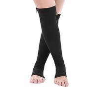 Compression Socks with Zipper, Open Toe Medical Compression Stockings for Women and Men, Knee High Calf Support Socks for Varicose Veins, Pregnancy, Travel, Sports (XXL-Black)