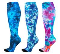 Compression Socks Women and Men, 20-30mmHg, Best for Nurses, Travel, Pregnancy, Tie Dye 3 Pairs, XL