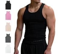 Compression Tank Top - Men's Workout Shaper Vest, Lightweight Material for Abs Support, Ideal for Gym and Fitness Training Black