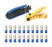 Compression Tool Coax Cable Crimper Kit, Adjustable RG6 RG67 RG59 RG11 75-5 75-7 Coaxial Cable Stripper Tool for Cable TV Video Audio