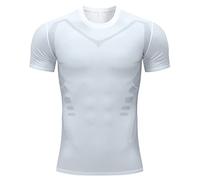 Compression Tops for Men Muscle Short Sleeve Casual Slim Fit Tshirts Gym Training Summer Workout Lightweight Sports Tees Quick Dry Running Big and Tall Shirts White
