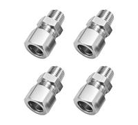 Compression Tube Pipe Fitting Connector, 4PCS 1/2" OD x 1/4" NPT 304 Stainless Steel Male Connector, Straight Coupling Adapter for Oil Gas Water and Other Pipeline Systems
