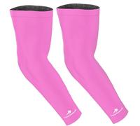 CompressionZ Compression Arm Sleeves for Men & Women| Cooling UV Sun Protection Elbow Pain Relief for All Sports and Recovery, Pink: Pair, Medium