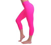 COMPRESSIONZ Compression Capri Pants for Women (Pink - L) 3/4 Length Yoga Running Workout Exercise Leggings