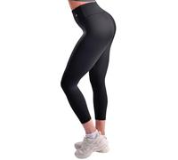 CompressionZ Women's Compression Leggings High Waisted Performance Shaping Gym, Pilates, Travel, Yoga, Workout Pants, Black 7/8, M