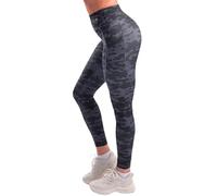 CompressionZ Women's Compression Leggings High Waisted Performance Shaping Gym, Pilates, Travel, Yoga, Workout Pants, Camo Black W/ Pockets, Large