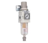 Compressor Air Filter with Adjustable Pressure Regulator, G1/4in Pneumatic Tool Filter for Compressed Air Systems, 0.1-0.85Mpa Aluminum Alloy Filter with Drain Valve for Workshop a