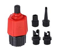 Compressor Air Valve Converter, Paddle Boat Air Pump for Inflatables (Red) | Nylon Alloy Rubber Leak Proof Sealing Multi Nozzle Fit, Compatible with Car & Bike Air Pumps for Kayak Paddle Board Raft