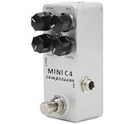 Compressor Guitar Effect Pedal Metal Silver with 4 Basic Controls, Mini Size - Transparent Music Squeeze, Internal Attack Control, Ideal for Bassists and Guitarists