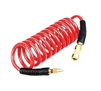 Compressor Hose PU Coiled Recoil Line, Red 3 Meters