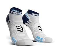 COMPRESSPORT Men's Racing Socks V3.0 Run Low Calcetines de carreras profesionales, White/Blue, L UK