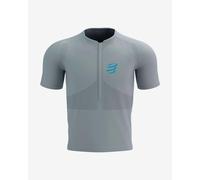 Compressport Trail Half Zip Fitted Short Sleeve T-Shirt Grey Blue - XL