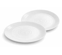 Comptoir de famille 26cm Dinner Plates Set of 2 - White Porcelain Dinner Set for Pasta, Salads & Main Courses - Ripple Design, Microwave & Dishwasher Safe