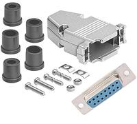 CompuCablePlusUSA.com Best DB15 Female Solder Cup Connector Kit with Metal Shielded Hood Best+Strain Relief Grommets. Complete DB15 Female Solder Type DIY Set Fix/Make/Assembly Your own DB15 Cable.