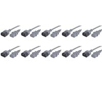 COMPUCLEAR IEC C14 to C13 Extension Power Cable, Grey, 1m Length, Pack of 10, 250V