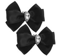 COMPUKAS 1 Pair Black Alloy Bowknot Shoe Clips with Three Dimensional Effect, Removable Decorative Buckles for High Heels, for Weddings and Parties