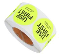 COMPUKAS 1 Roll Yellow Inventory Control Food Labels with High Adhesive Strength, Copper Plate Adhesive Material, Round Shape for Food Service and Restaurant Scenarios