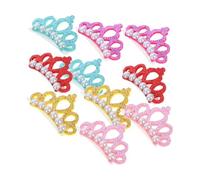 COMPUKAS 10 Pcs Dog Hair Clips Crown Shaped Pearl PET Headdress Accessories Set for Dogs Colorful Hair Pins for Parties and Events
