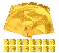 COMPUKAS 100pcs Gold Aluminum Foil Candy Wrappers Truffle Paper Wrapping Sheets for Chocolate Sweets Packaging Food-Safe Moisture-Resistant Bulk Wrapping Paper for Candy Sugar Tea