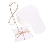 COMPUKAS 100pcs Pillow Candy Box Pillows Empty Chocolate Boxes Wedding Favor Wedding Favors for Guests Craft White Paper