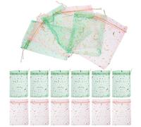 COMPUKAS 100pcs Small Drawstring Organza Bags Moon and Star Print, 4x6 Inch Mesh Pouches for Jewelry and Daily Item Storage, for Christmas and Party Favour Bags