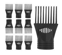 COMPUKAS 10pcs Black Plastic Hair Dryer Attachment Nozzle Comb for Maximizing Volume and Eliminating Curling, Suitable for Home and Barber Shop Use