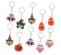 COMPUKAS 10Pcs Halloween Festival Keychain Mixed Styles Adorable PVC Cartoon Pendants Lightweight Bag Charms and Keyrings for Party Decorations