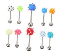 COMPUKAS 10pcs Stylish Tongue Piercing Jewelry Creative Tongue Decor for Parties Dances Street Photography Bright Color Appearance Comfortable Wear Unique Design Random Color