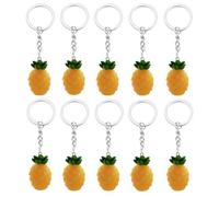 COMPUKAS 10pcs Yellow Resin Pineapple Key Chain Pendants Set, Imitation Fruit Keyrings for Women, Decorative Pineapple Crystal Charms for Bags and Accessories