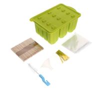 COMPUKAS 12 Grid Silicone Ice Pop Mould Set with Sticks for DIY Making Tear Resistant and Reusable Ice Lolly Moulds in Light Green for Summer Homemade Pops