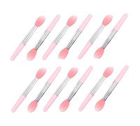 COMPUKAS 12pcs Portable Lipstick Applicator Set Silicone Lip Mask Brush for Precise Lip Makeup Compact Travel Friendly Design for Professional Home Use Transparent Red Pink Handles