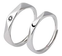 COMPUKAS 1Pair Couples Promise Rings Love Rings for Him Her Unique Personalised Jewelry for Engagement Anniversary Daily Wear