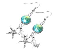 COMPUKAS 1pair Delicate Mermaid Sea Star Dangle Earrings for Women Adorable Boho Style Jewelry for Valentine Day Birthdays and Special Occasions Cute Earrings for Girls