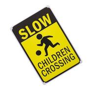 COMPUKAS 1pcs Slow down Crossing Sign Road Marker Iron Multi-color 11.79x7.86x0.08in Promotes Safe Driving Alerts Drivers for Community Streets and Driveway