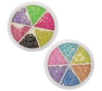 COMPUKAS 2 Boxes Beaded Nail Charms Assorted Color Steel Resin Nail Decor Pretty Easy to Use No Deformation Everyday Using