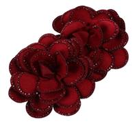 COMPUKAS 2 Pair Flower Rhinestone Shoe Buckle Clips, Removable Rose Shoe Charms Decorations for Heels and Flats, Elegant Handmade Fabric Wedding and Prom Accessories