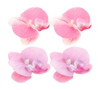 COMPUKAS 2 Pairs Orchid Flower Shoe Clips for Women Decorative Sandal Charms Deep Pink Light Purple Butterfly Orchid Design Removable Shoe Accessories for Beach Vacation