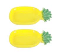 COMPUKAS 2 Pcs Ceramic Pet Bowls for Small Animals and Hedgehogs, Pineapple Shaped Yellow Food Dish, Chew-resistant and Knock-over Resistant Feeding Bowls for Small Pet Home