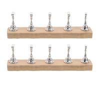 COMPUKAS 2 Set Nail Art Stand with Wooden Base and Built-in Adjustable Metal Nail Holder Dual-handed Practice Platform with Smooth Surface Protection for Artificial Tips Manicure and Group