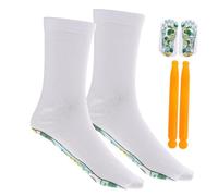 COMPUKAS 2 Sets Elastic Acupressure Foot Massage Socks with Reflexology Point Guide and Massaging Sticks Thickened Sweat-Absorbent Bottom Comfortable Breathable Material for Men and Women