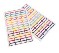 COMPUKAS 20 Sheet Self-Adhesive Name Labels with Assorted Colour Borders for School and Storage Bins, Highly Visible Small Sticky Labels for Organisational Needs and Personalising