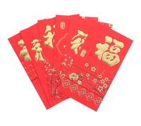 COMPUKAS 2024 Dragon Year Red Envelopes 6pcs with Gold Foil Embossed Fu Character Chinese New Year Lucky Money Bags for Wedding Party Cash Holder