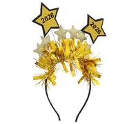 COMPUKAS 2026 New Year Headband with Star Boppers for Holiday Party and Festive Celebrations, Golden Colour, Versatile Use, Resist Fading, Stylish Iron and Cloth Hair Accessory for Adults