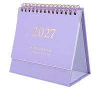 COMPUKAS 2027 Small Desk Calendar Academic Year Monthly Planner Double Wire Coil Binding, Minimalist Purple Paper Desktop Standing Calendar for Office Desk Smooth Flipping and Flat Writing