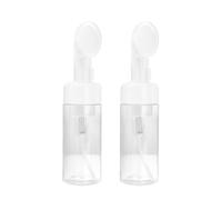 COMPUKAS 2pcs 120ml Foaming Dispenser Brush Bottles for Shower Gel and Soap, Portable Plastic Travel Bottles with Brush Head Design for Easy Face Washing and Liquid Dispensing