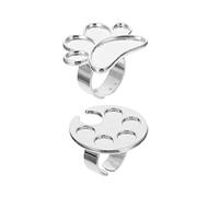 COMPUKAS 2pcs Adjustable Nail Art Mixing Rings Nail Polish Holder Mini Manicure Palette Set Five and Small Foot Designs for Professional and Home Use
