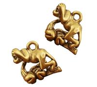 COMPUKAS 2pcs Brass Mini Monkey Figurine Keychain Pendant Set, Antique Style Monkey Ornament for Desktop Decoration, Creative Collectible Home Adornment