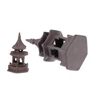 COMPUKAS 2pcs Brown Ceramic Hexagonal Pavilion Decorations, Classic and Simple Style Miniature Landscape Adornments for Home and Decoration