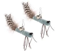 COMPUKAS 2pcs Cat Wand Refills with Plush Insect Attachment for Kitten Play and Exercise, Safe for Pets, Lasting Use Interactive Feather to Change Biting Behaviour